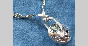 Rosette Rattle Pendant - Sterling with Gemstones & Pearls Jingling Inside
